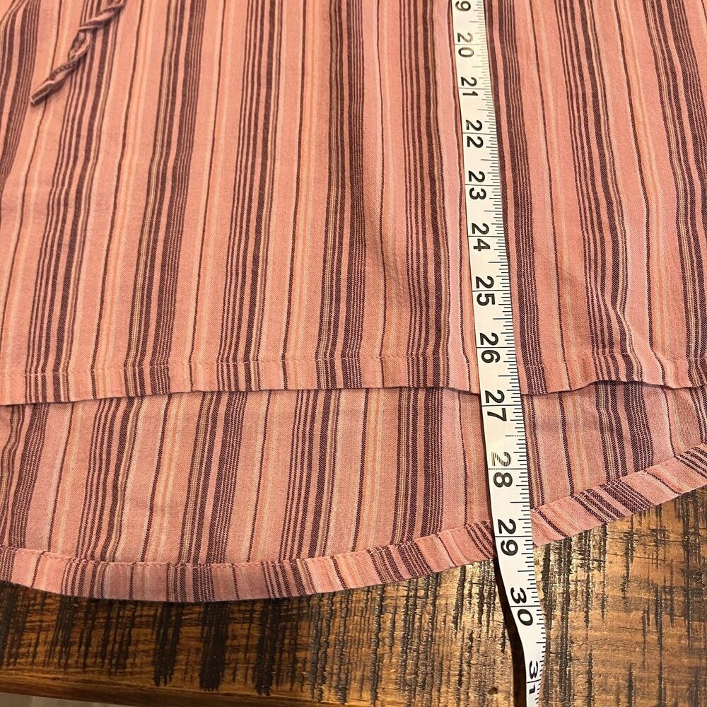 LOGO Lori Goldstein Shirt Womens Small Pink Striped Embroidered Boho Tunic Top​ - Picture 7 of 7
